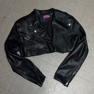 Edikted Cropped Leather Jacket